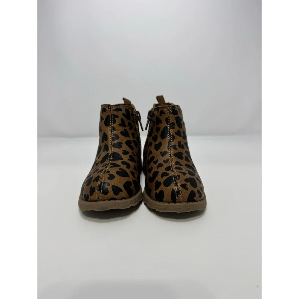 Carter's Toddler Girls Brown/Black Heart Leopard‎ Print Boots Shoes Size 7